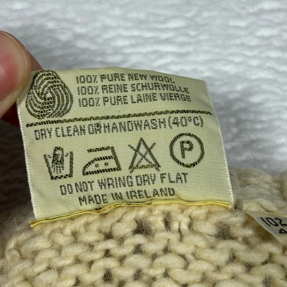 Gaeltarra Argyle Sweater Fisherman Fair Isle Grandpa Mens 40 Cream Wool Ireland